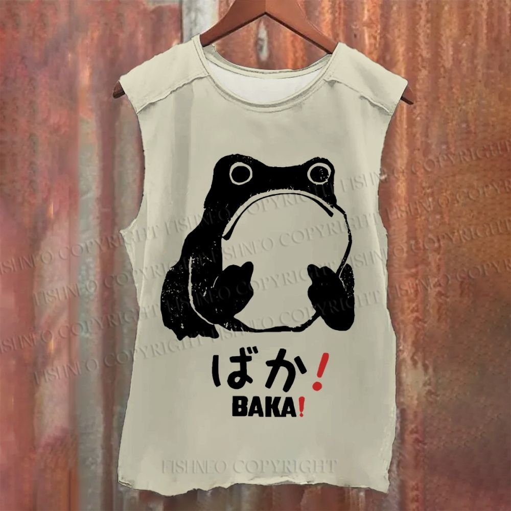 Vintage Frog Distressed Washed Tank Top