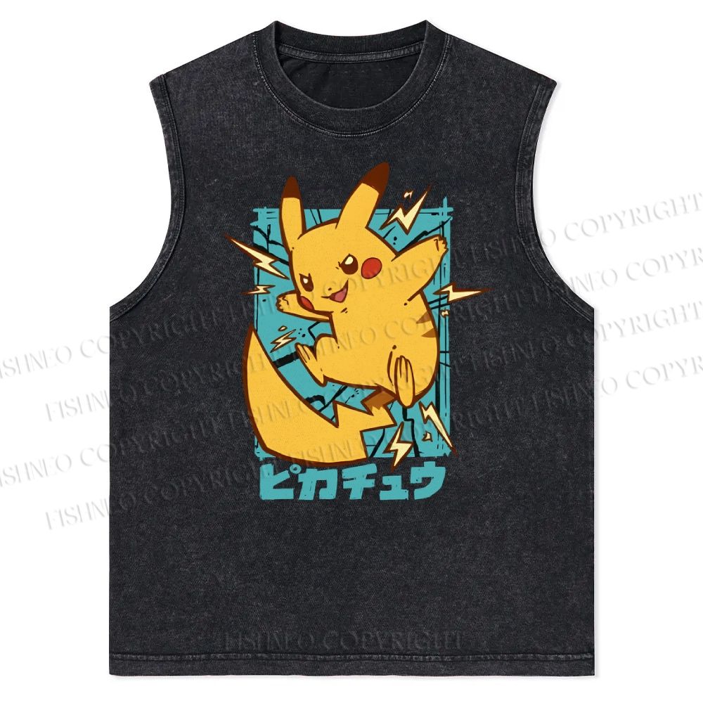Pikachu Printed Christian Snowflake Washed Vest