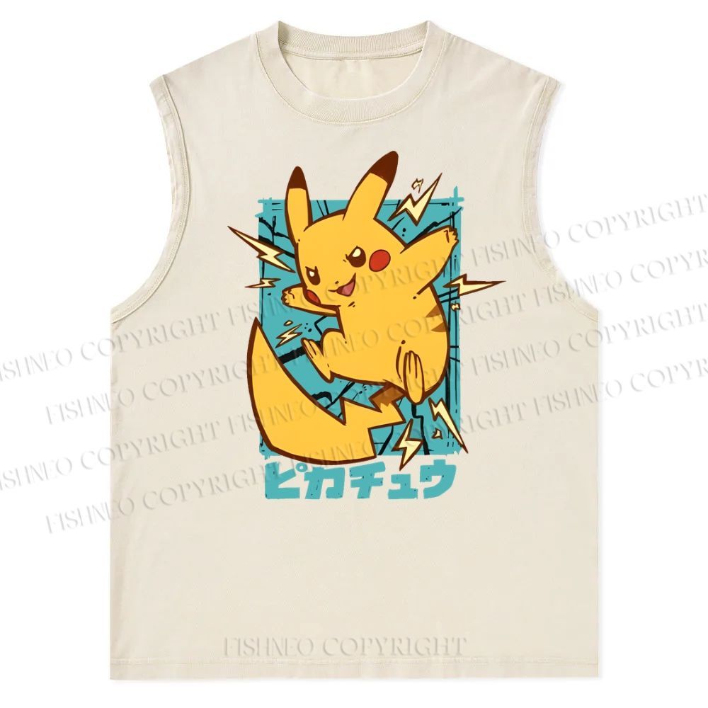 Pikachu Printed Christian Snowflake Washed Vest