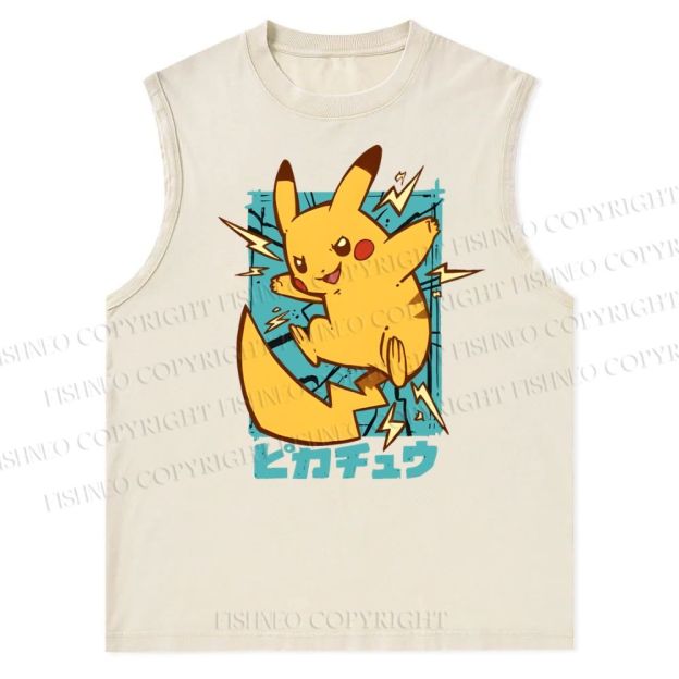 Pikachu Printed Christian Snowflake Washed Vest