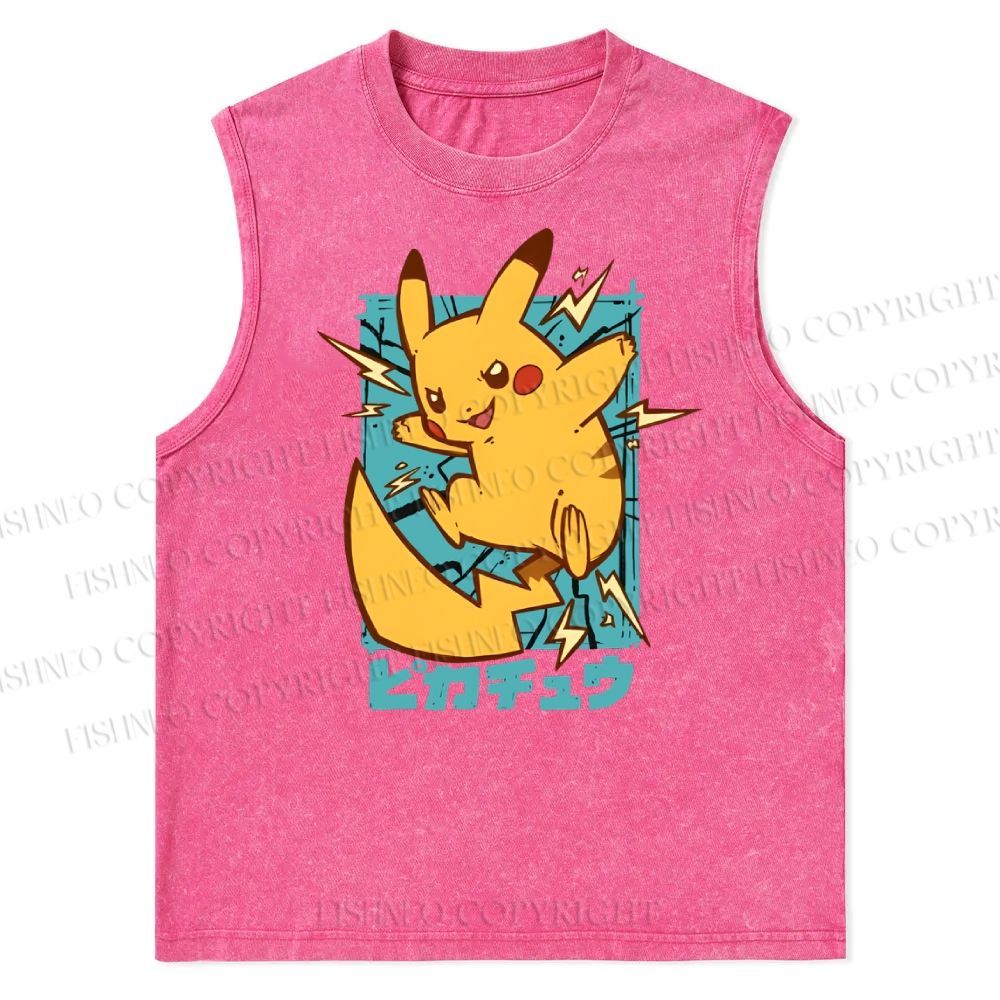 Pikachu Printed Christian Snowflake Washed Vest