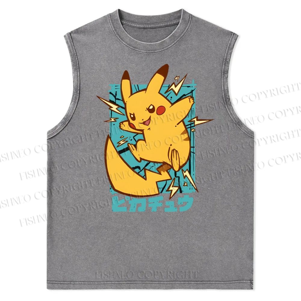 Pikachu Printed Christian Snowflake Washed Vest