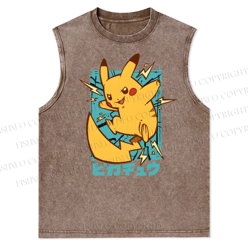 Pikachu Printed Christian Snowflake Washed Vest