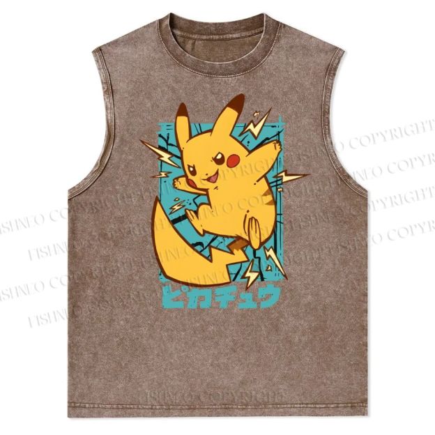 Pikachu Printed Christian Snowflake Washed Vest