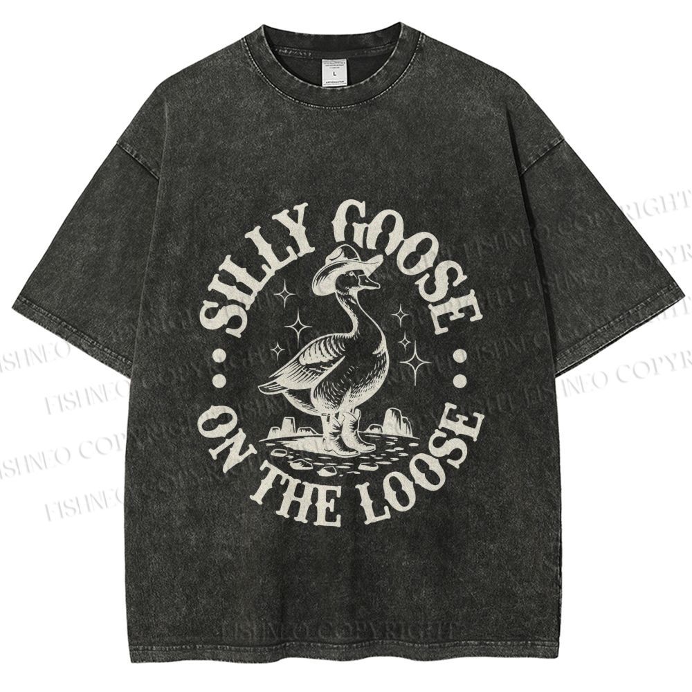 Unisex Silly Goose Printed Washed Tee