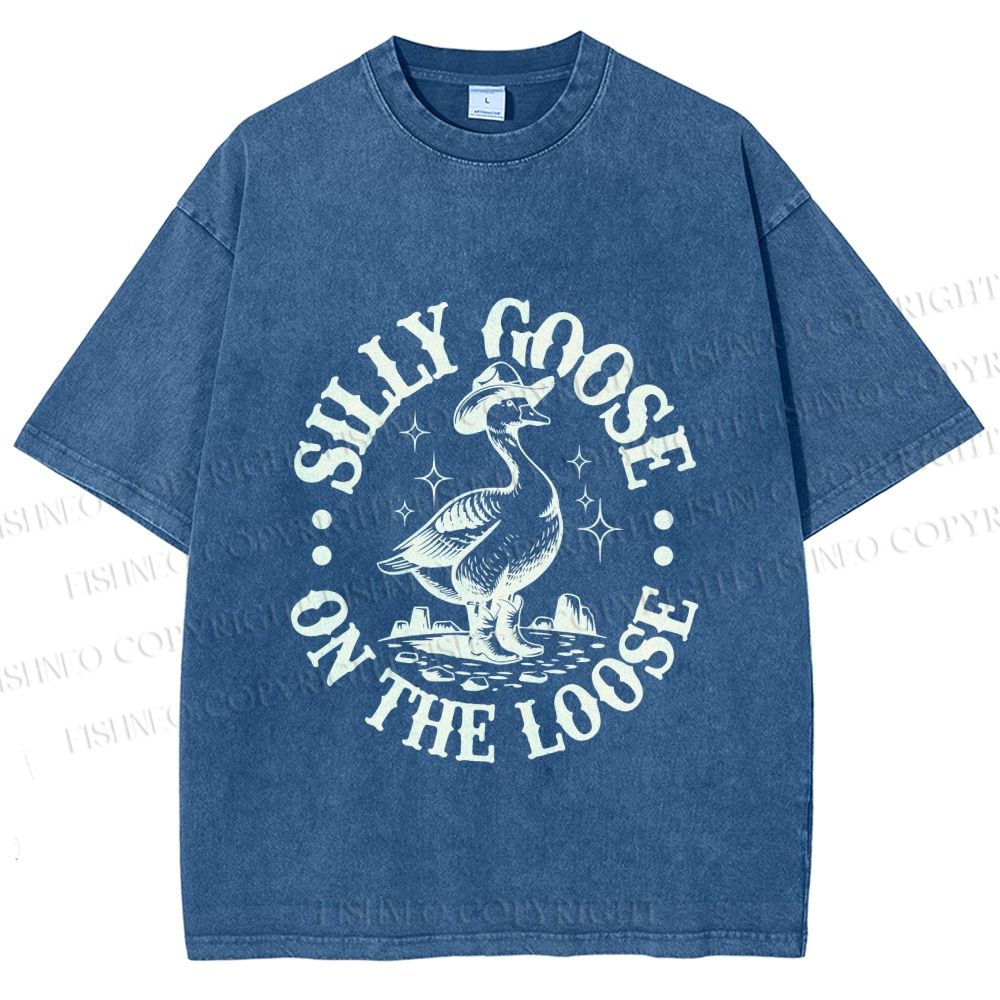 Unisex Silly Goose Printed Washed Tee