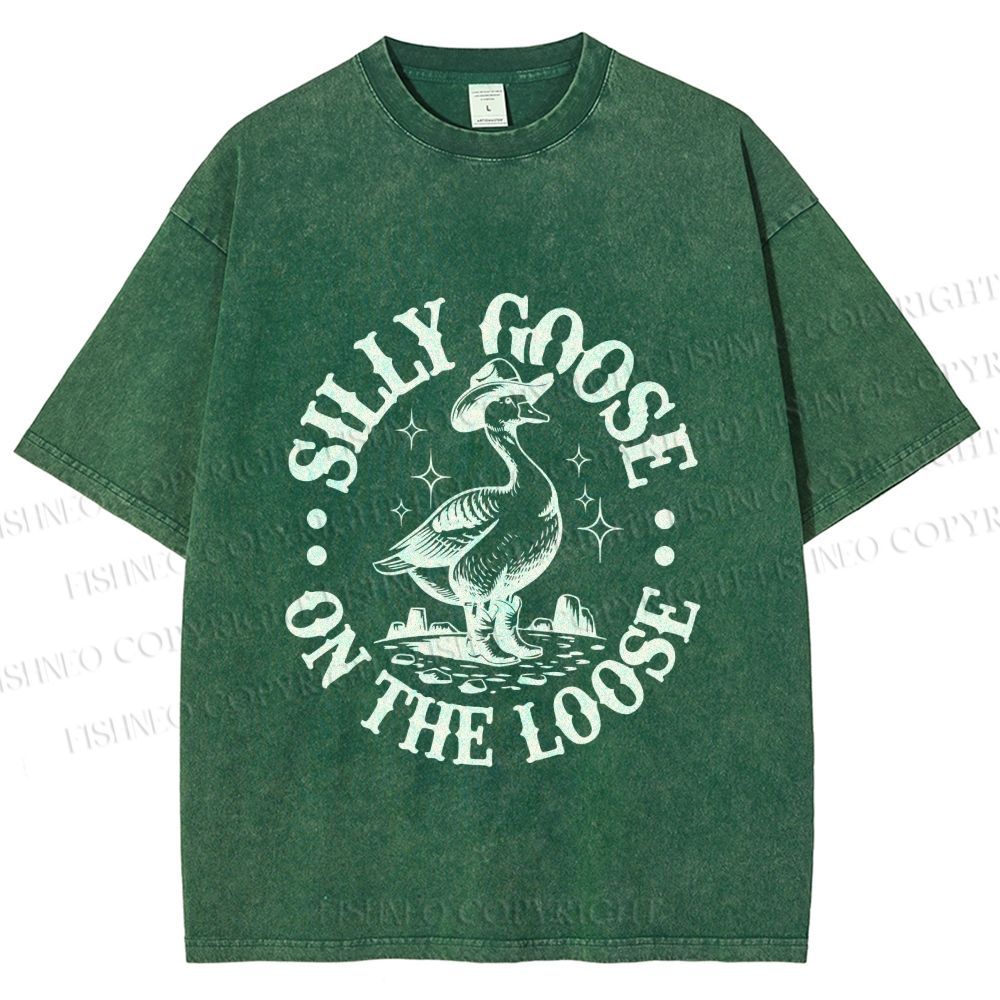 Unisex Silly Goose Printed Washed Tee