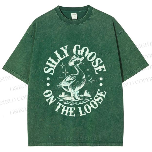 Unisex Silly Goose Printed Washed Tee