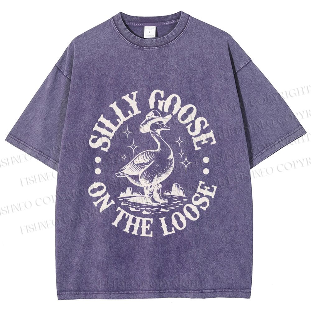Unisex Silly Goose Printed Washed Tee