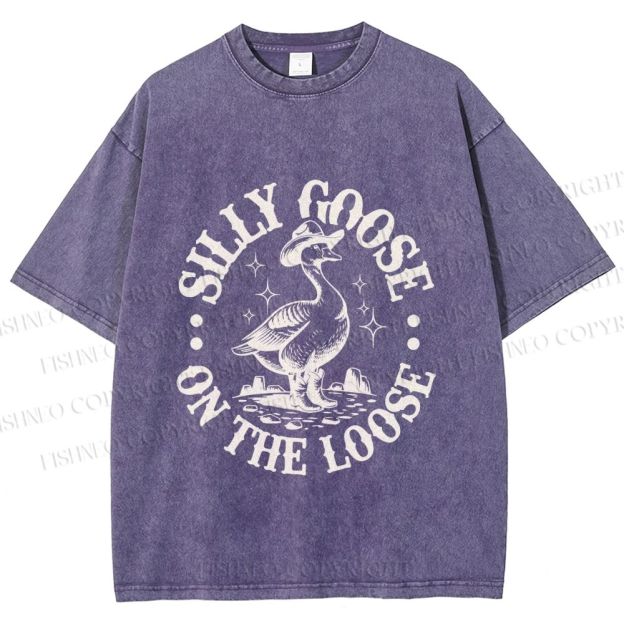 Unisex Silly Goose Printed Washed Tee