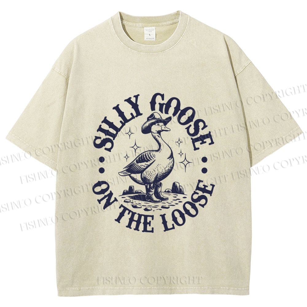 Unisex Silly Goose Printed Washed Tee