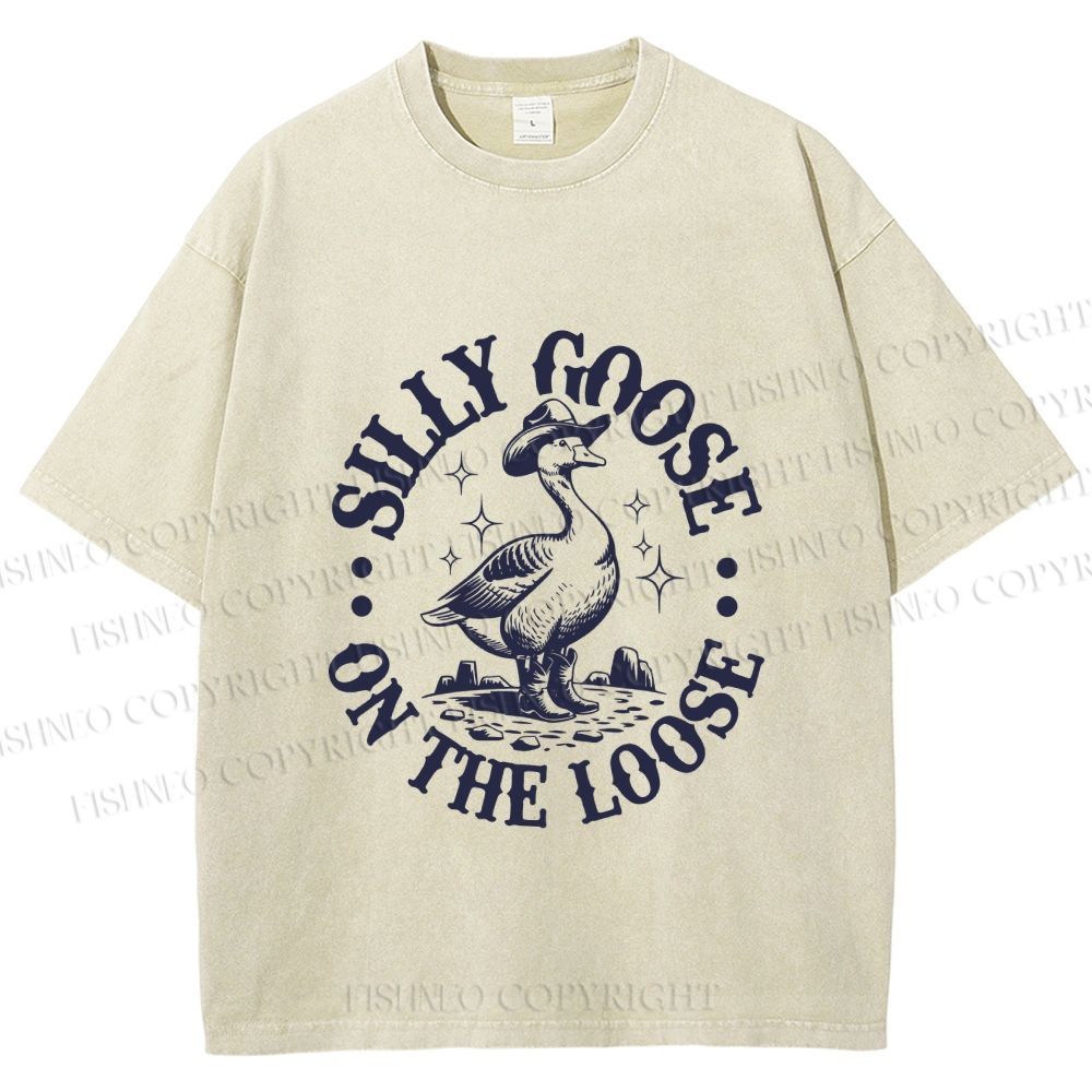 Unisex Silly Goose Printed Washed Tee