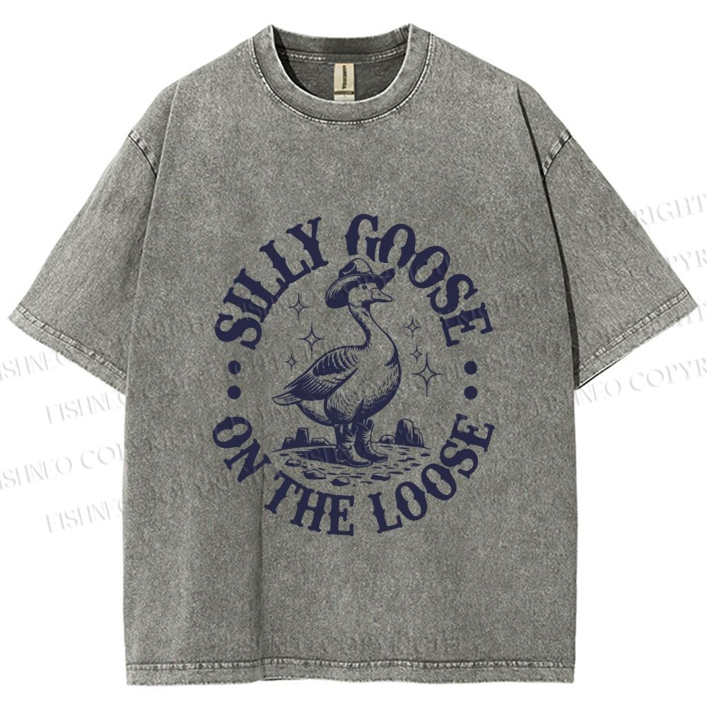 Unisex Silly Goose Printed Washed Tee
