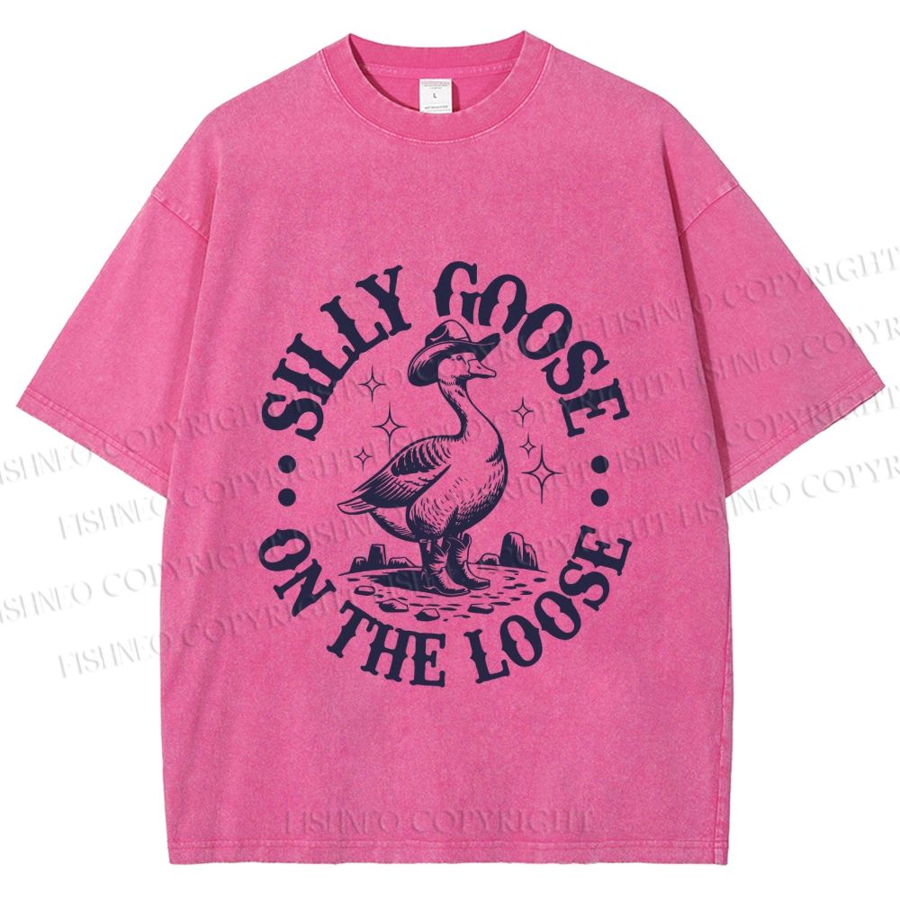 Unisex Silly Goose Printed Washed Tee
