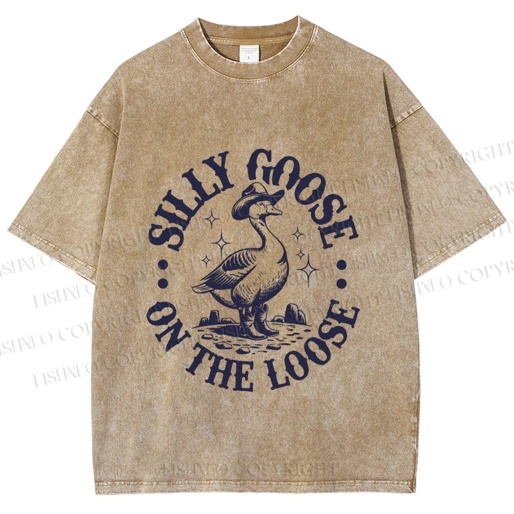 Unisex Silly Goose Printed Washed Tee