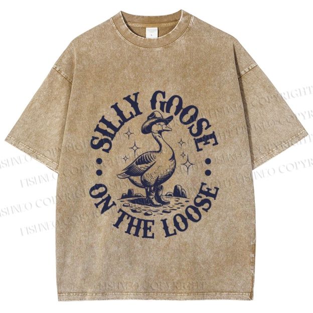 Unisex Silly Goose Printed Washed Tee