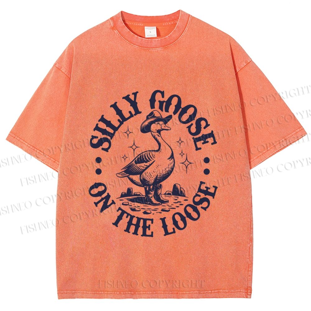 Unisex Silly Goose Printed Washed Tee