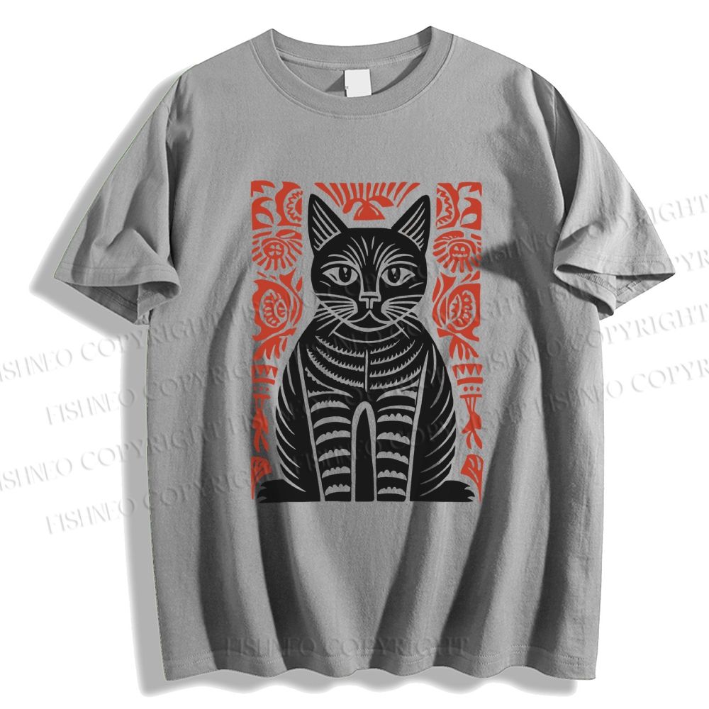 Unisex Vintage Cat Classic Cotton T-shirt