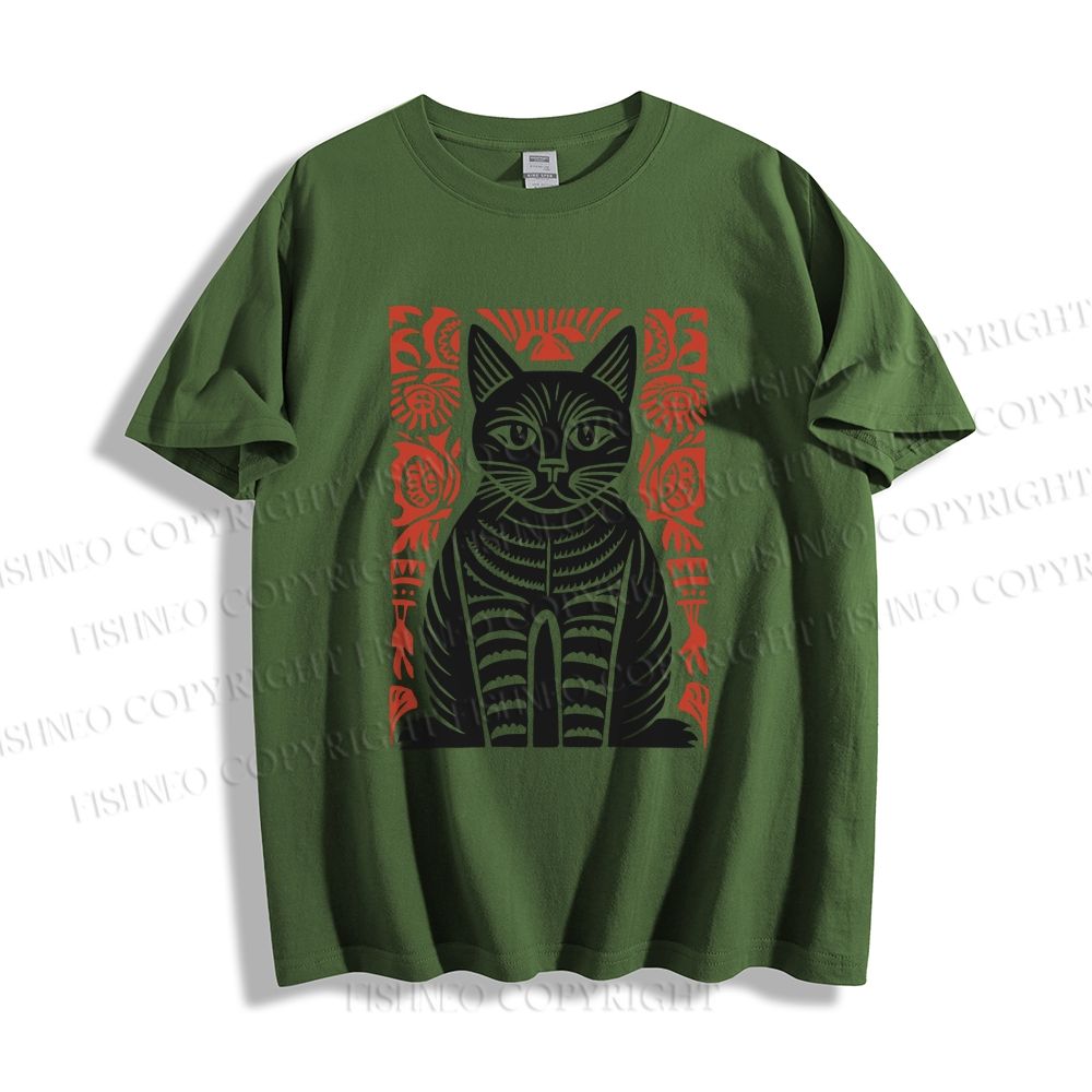 Unisex Vintage Cat Classic Cotton T-shirt