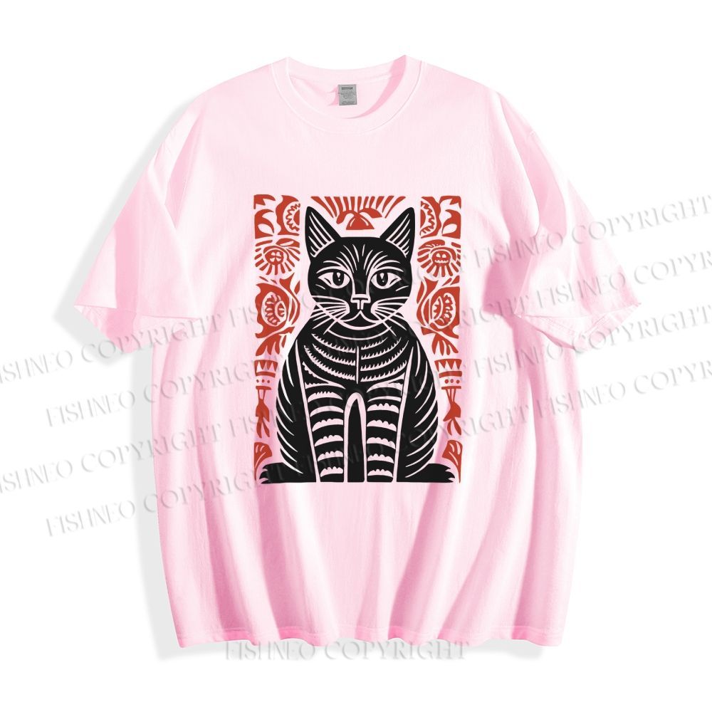 Unisex Vintage Cat Classic Cotton T-shirt