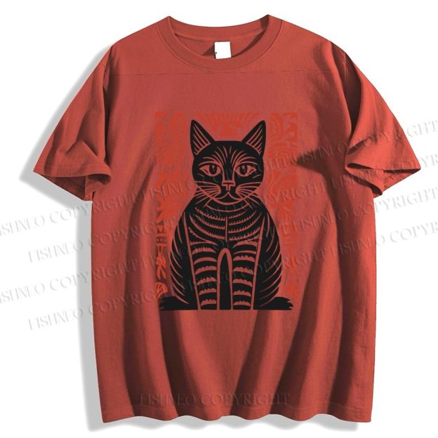 Unisex Vintage Cat Classic Cotton T-shirt