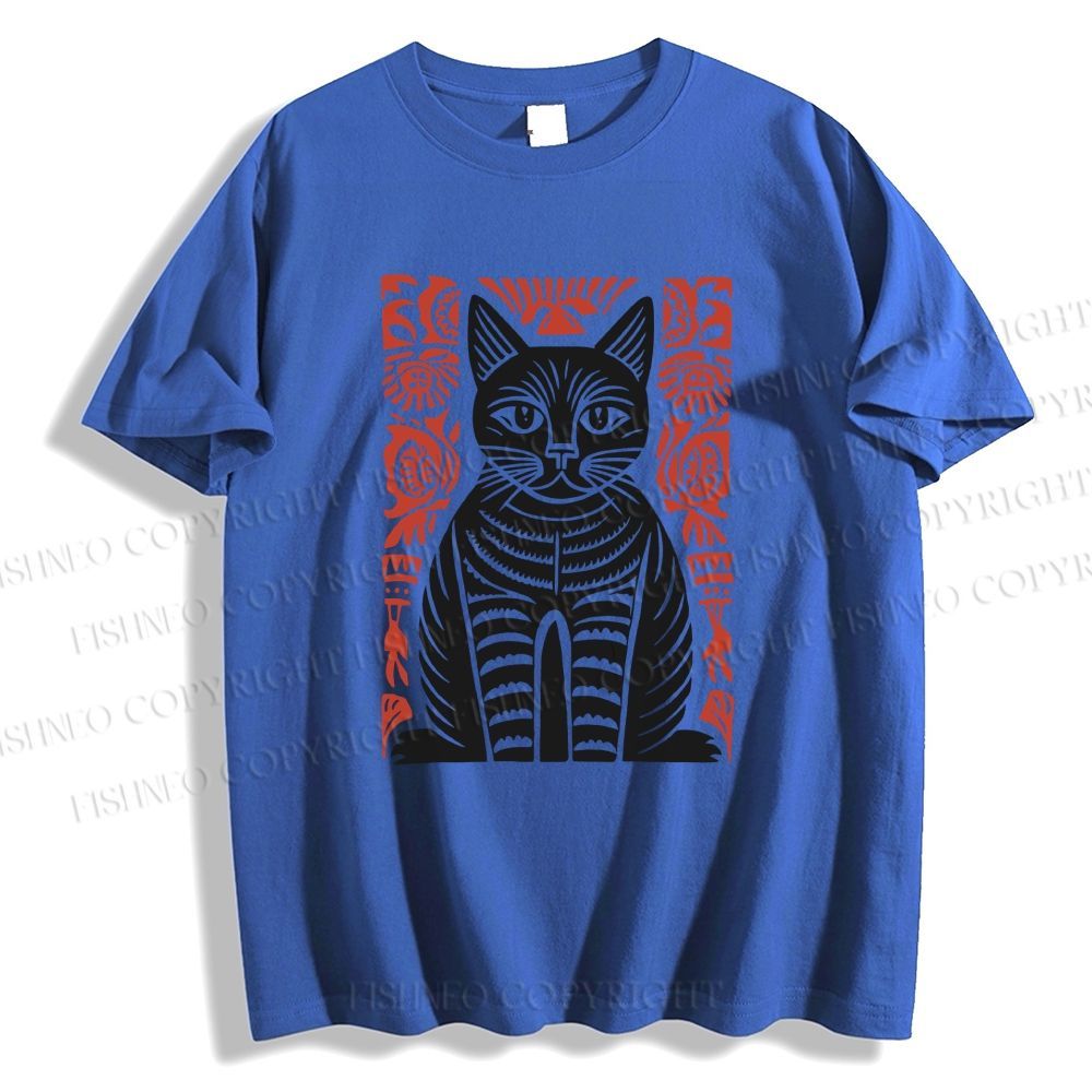 Unisex Vintage Cat Classic Cotton T-shirt