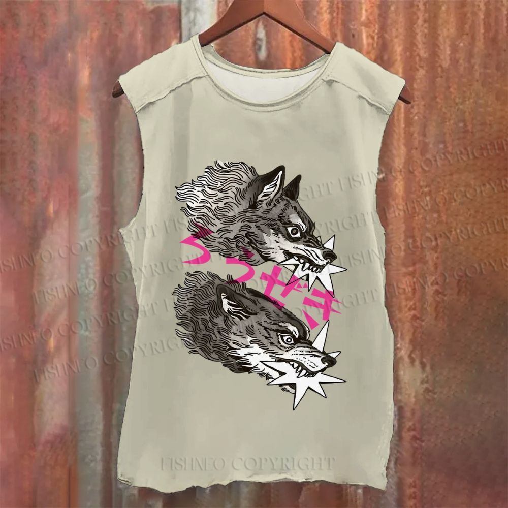 Vintage Japanese Wolf Washed Tank Top