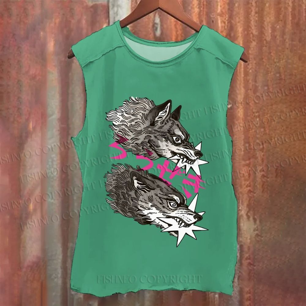Vintage Japanese Wolf Washed Tank Top