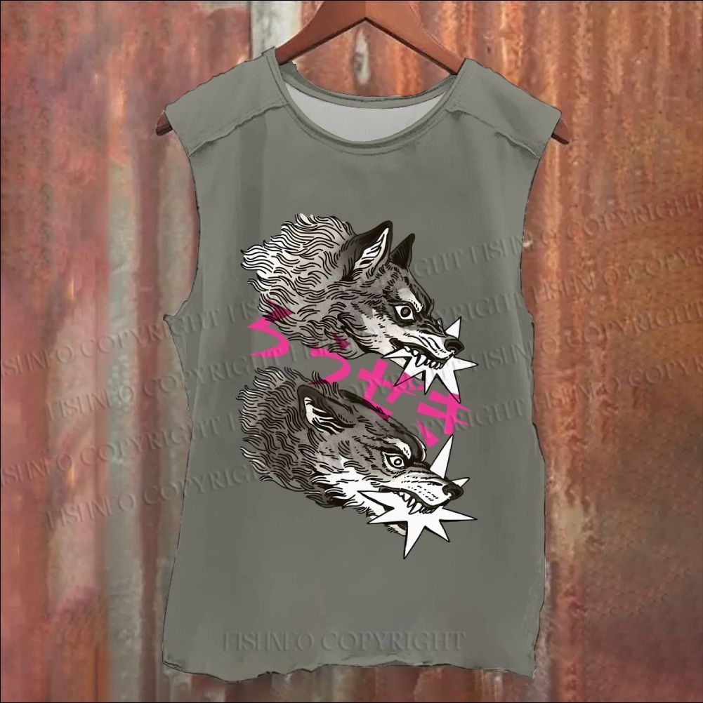 Vintage Japanese Wolf Washed Tank Top