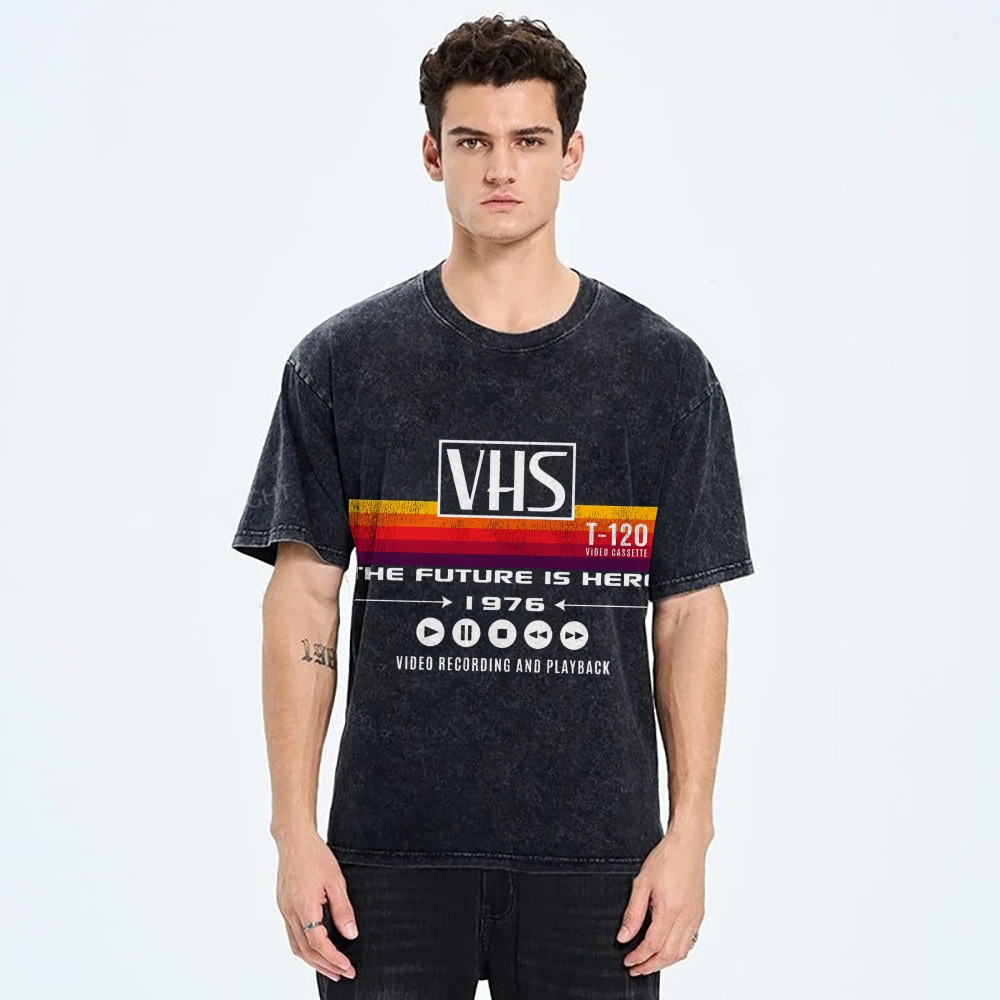 VHS Vintage Wash Japanese Design T-Shirt