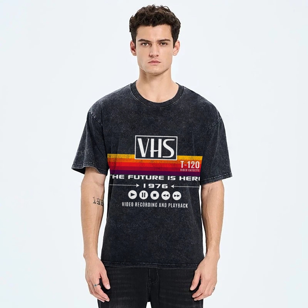 VHS Vintage Wash Japanese Design T-Shirt