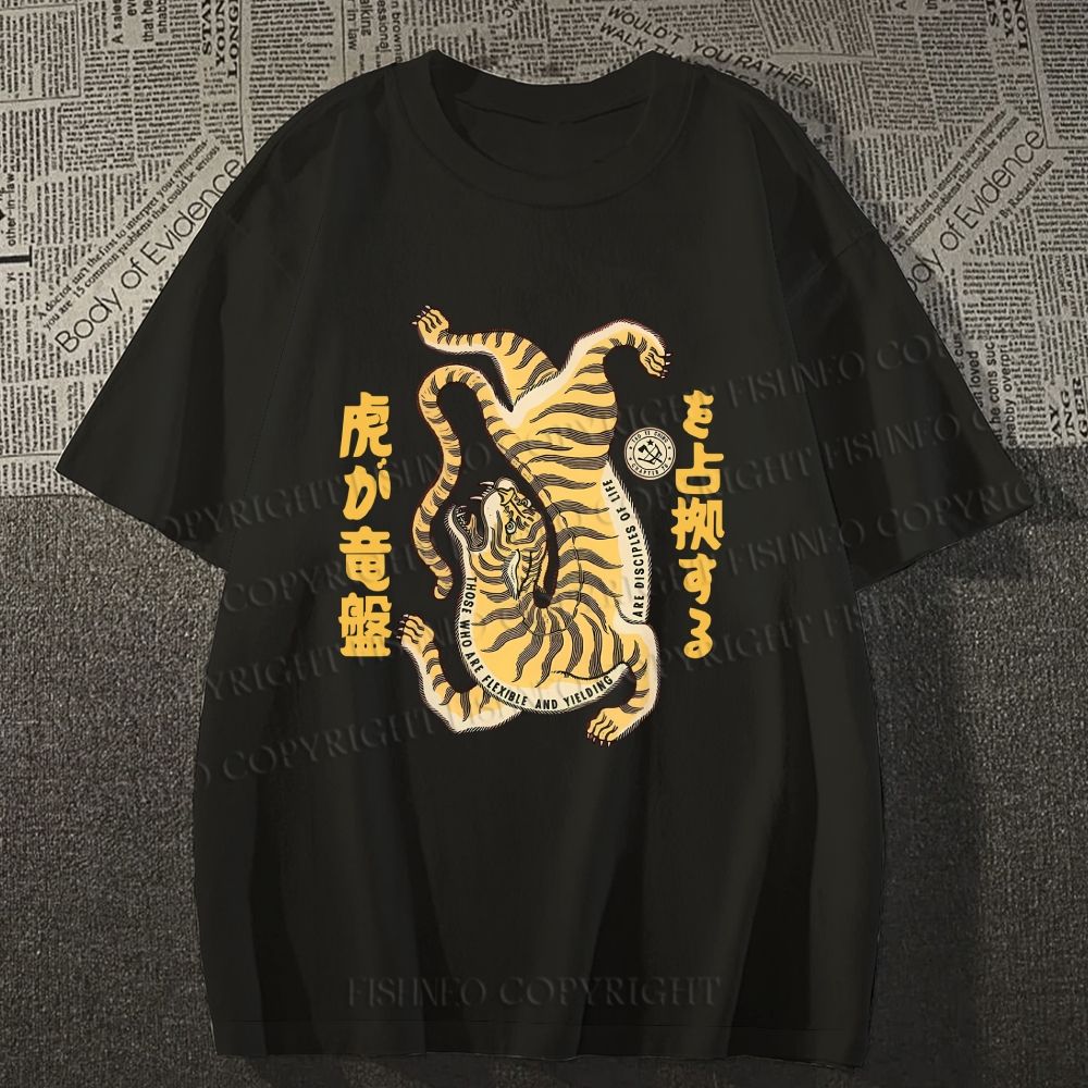 Unisex Vintage Japanese Tiger Classic Cotton T-shirt