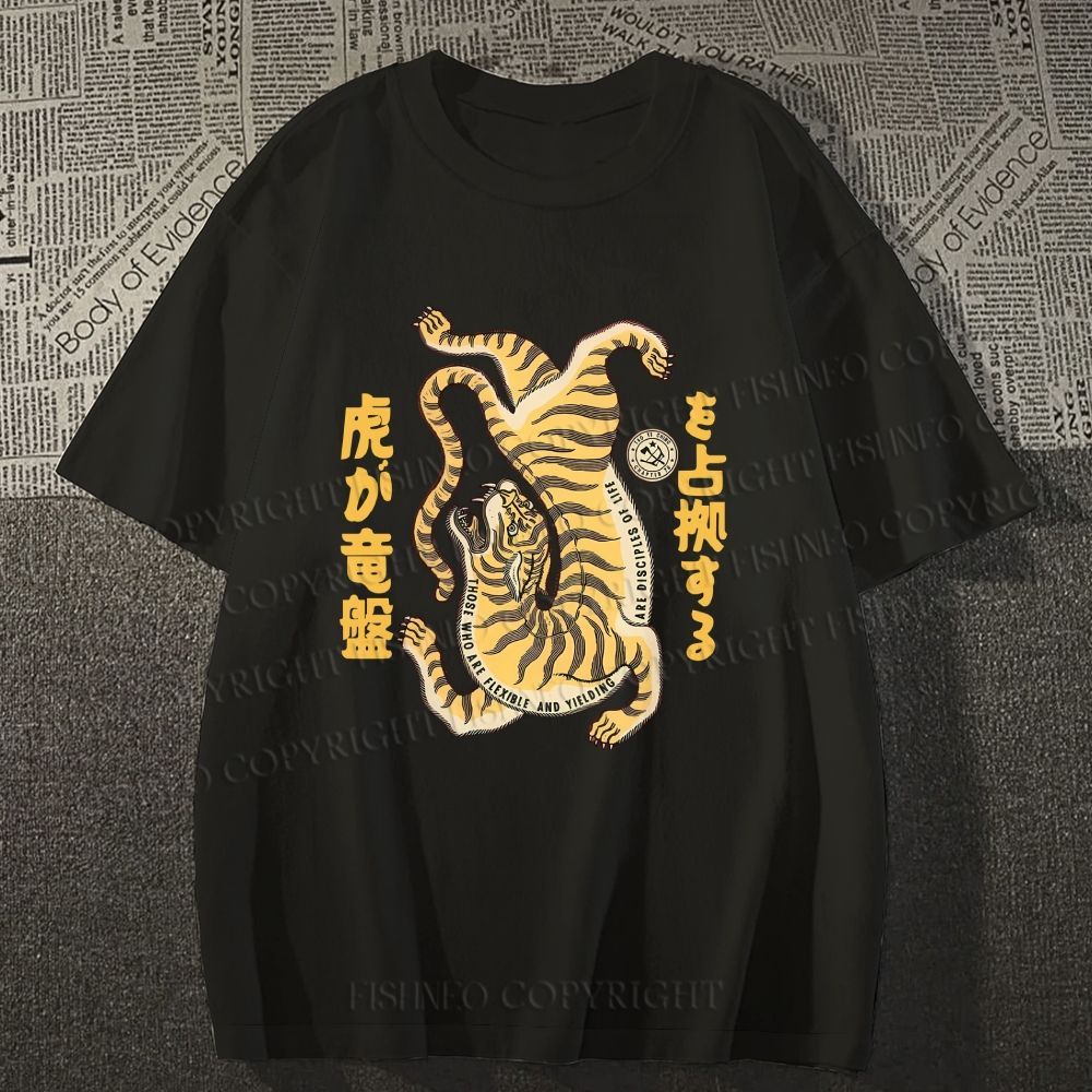 Unisex Vintage Japanese Tiger Classic Cotton T-shirt