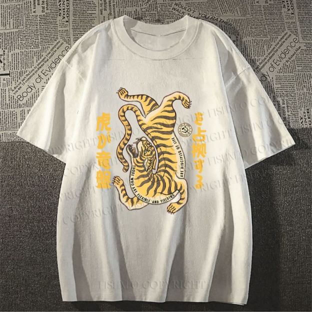 Unisex Vintage Japanese Tiger Classic Cotton T-shirt