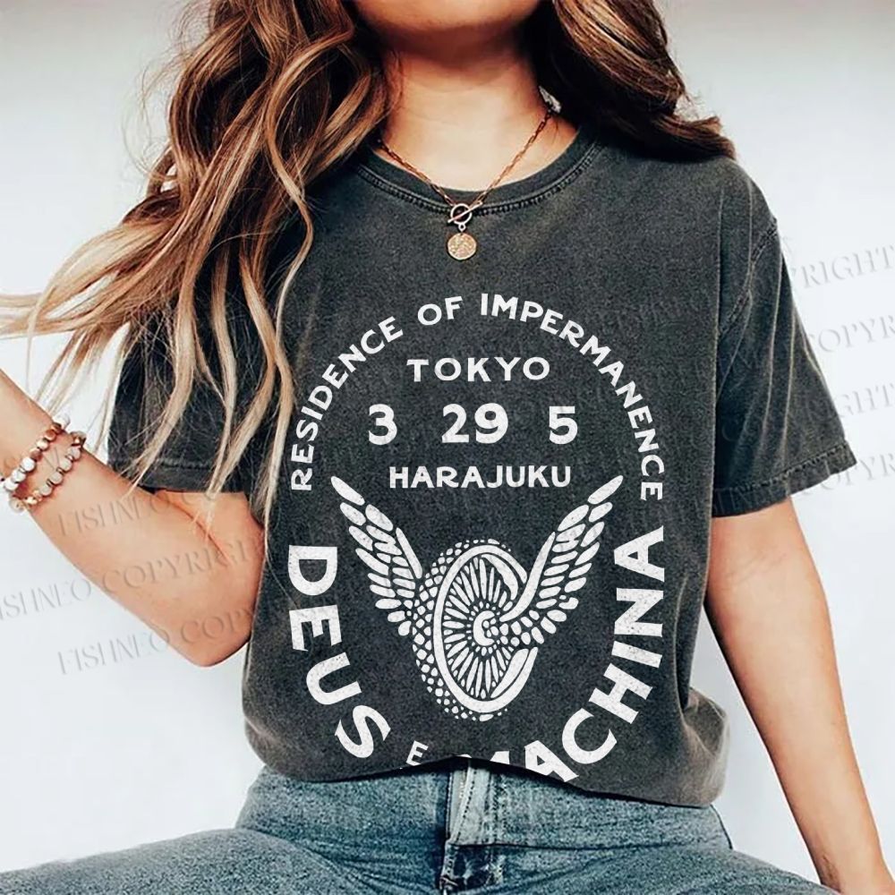 Unisex Deus Ex Machina Tokyo Japanese Style Printed Washed Tee