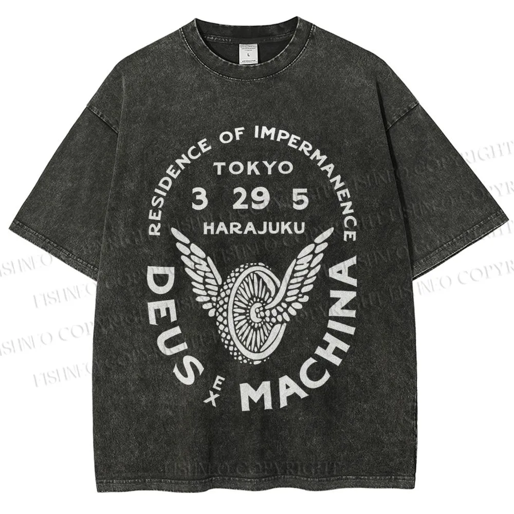 Unisex Deus Ex Machina Tokyo Japanese Style Printed Washed Tee