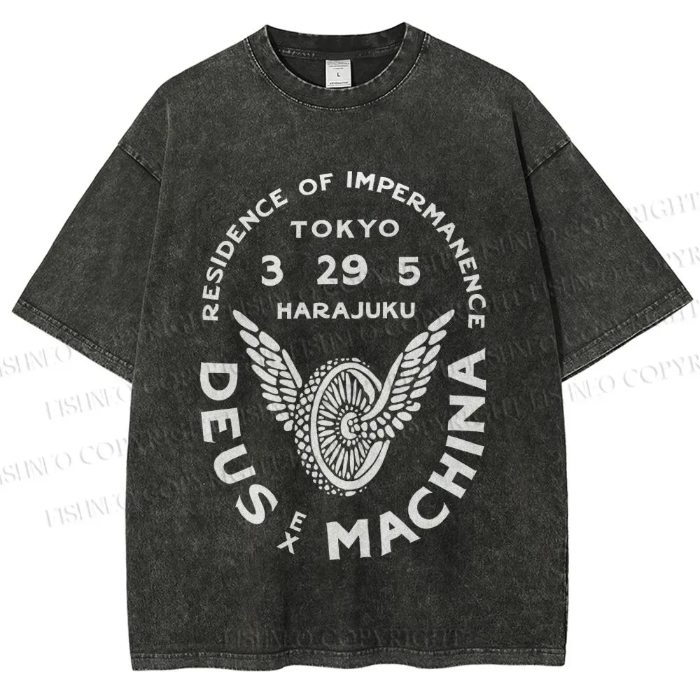 Unisex Deus Ex Machina Tokyo Japanese Style Printed Washed Tee