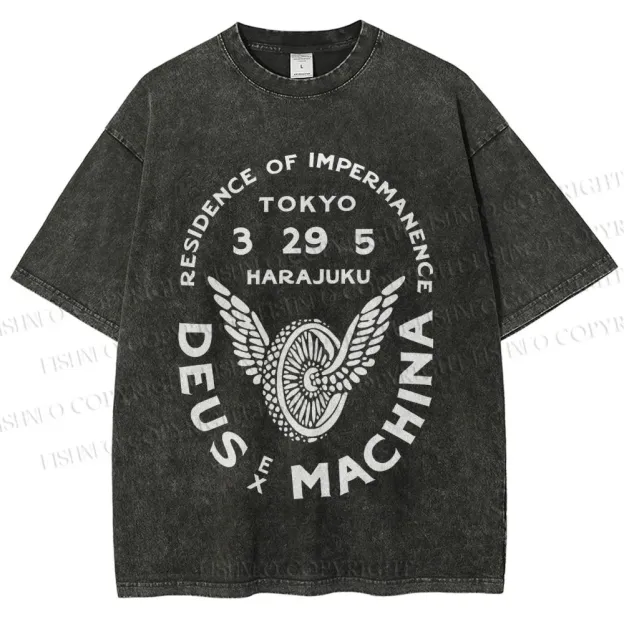 Unisex Deus Ex Machina Tokyo Japanese Style Printed Washed Tee