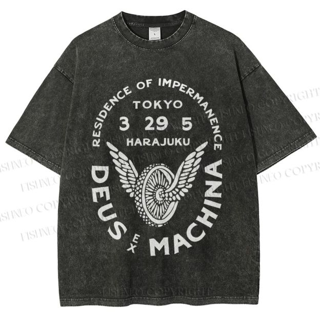 Unisex Deus Ex Machina Tokyo Japanese Style Printed Washed Tee