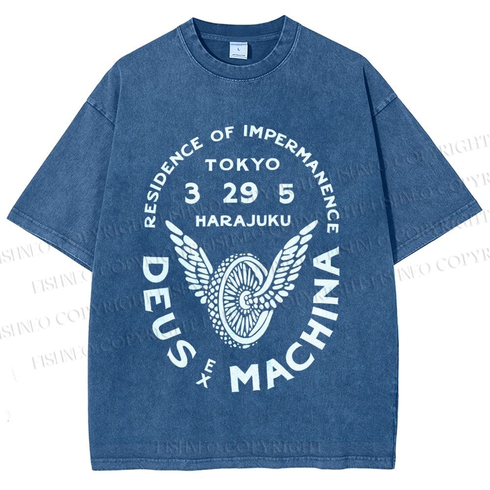 Unisex Deus Ex Machina Tokyo Japanese Style Printed Washed Tee