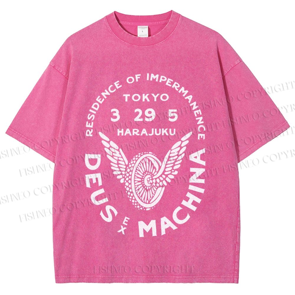 Unisex Deus Ex Machina Tokyo Japanese Style Printed Washed Tee