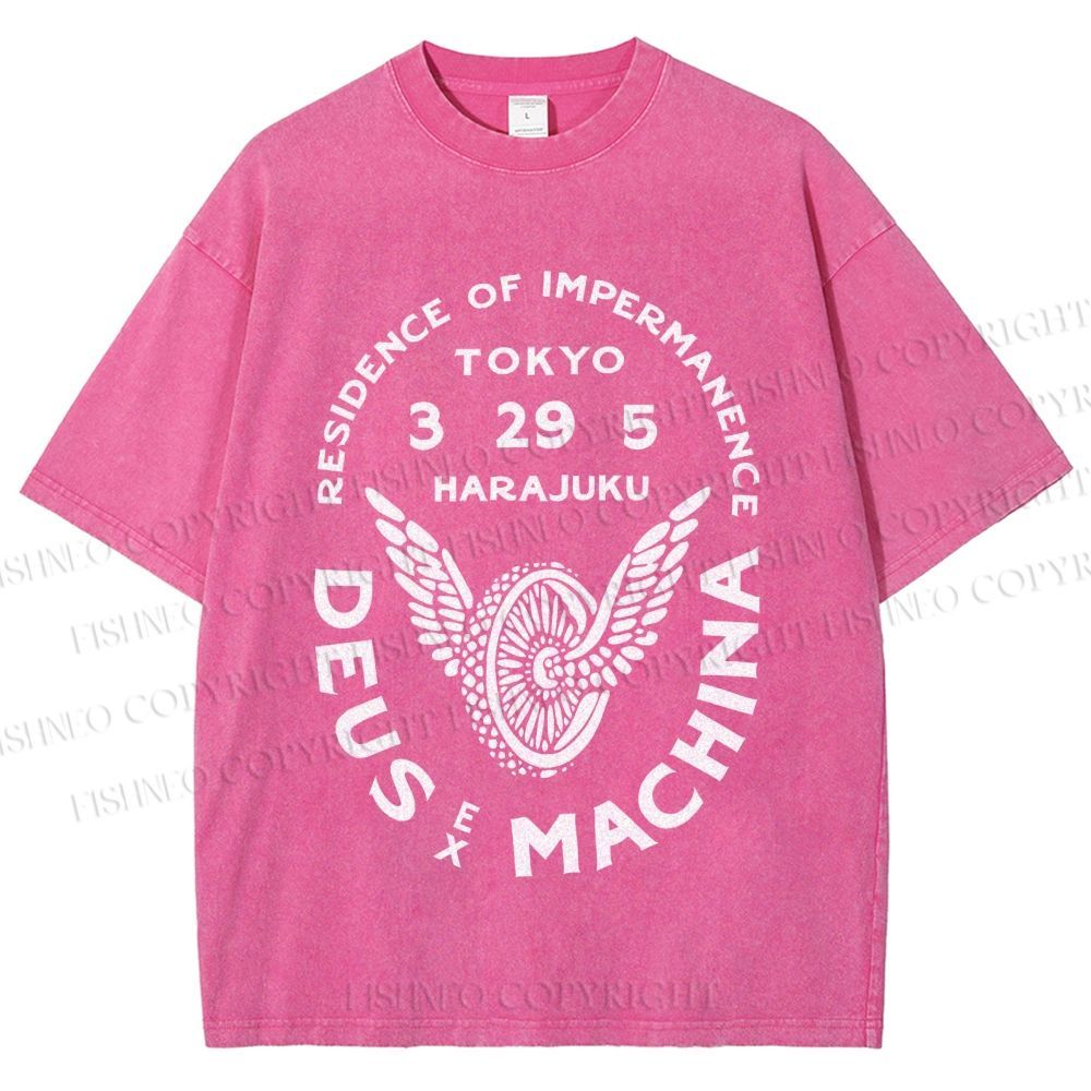 Unisex Deus Ex Machina Tokyo Japanese Style Printed Washed Tee