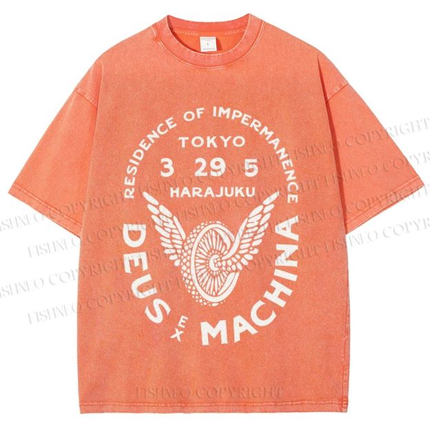 Unisex Deus Ex Machina Tokyo Japanese Style Printed Washed Tee