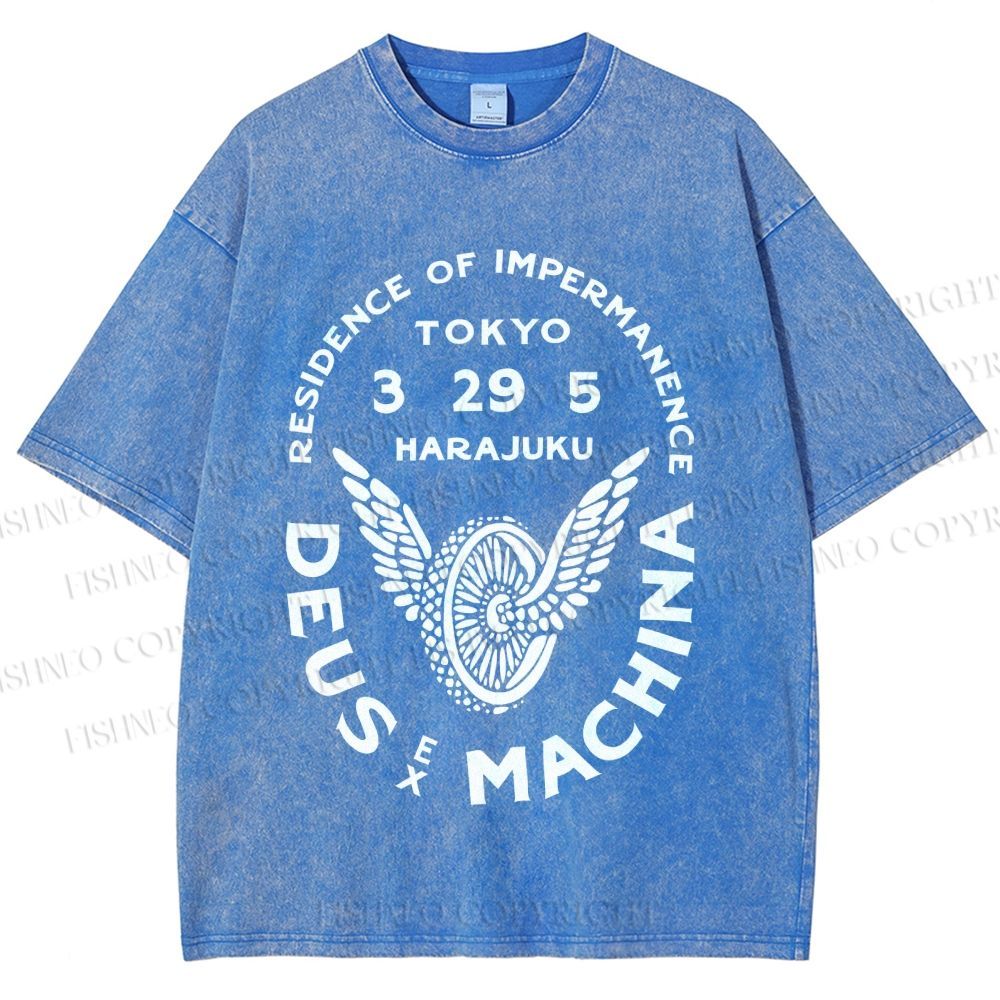 Unisex Deus Ex Machina Tokyo Japanese Style Printed Washed Tee