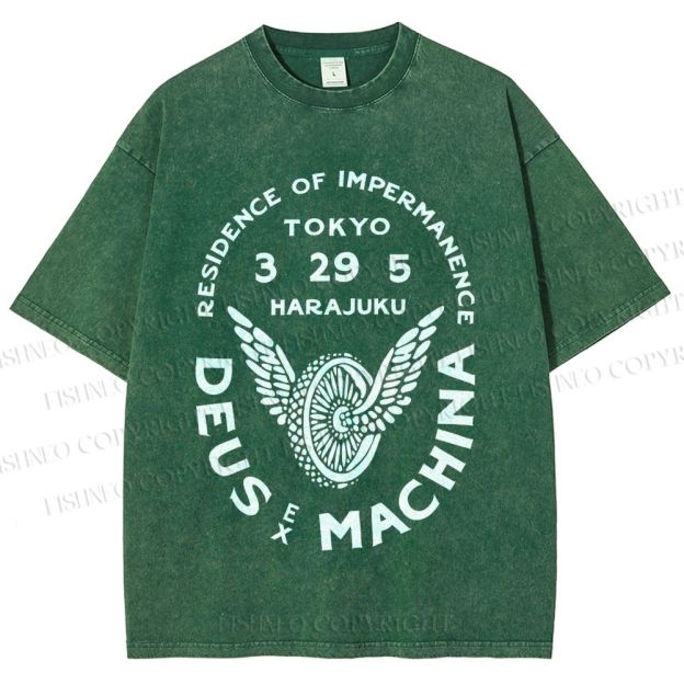 Unisex Deus Ex Machina Tokyo Japanese Style Printed Washed Tee