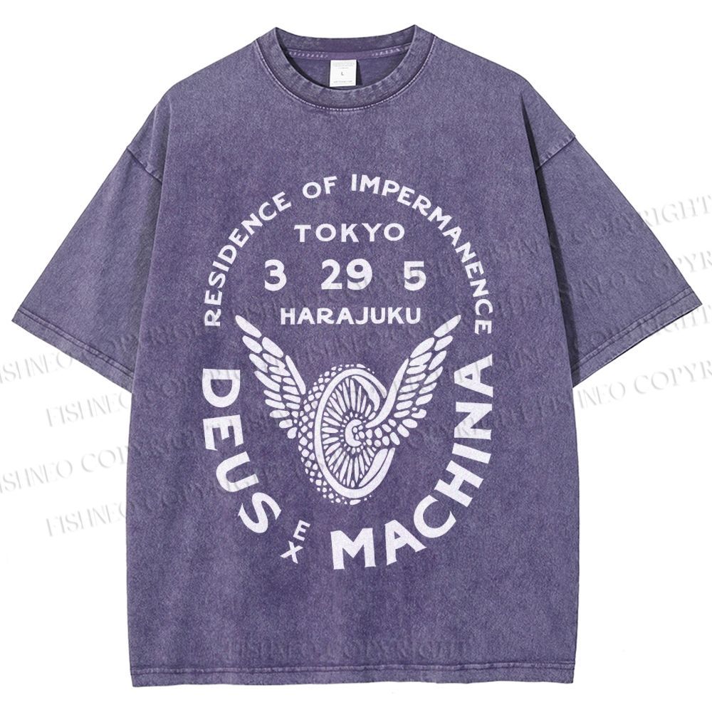 Unisex Deus Ex Machina Tokyo Japanese Style Printed Washed Tee