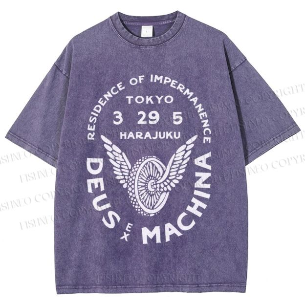 Unisex Deus Ex Machina Tokyo Japanese Style Printed Washed Tee