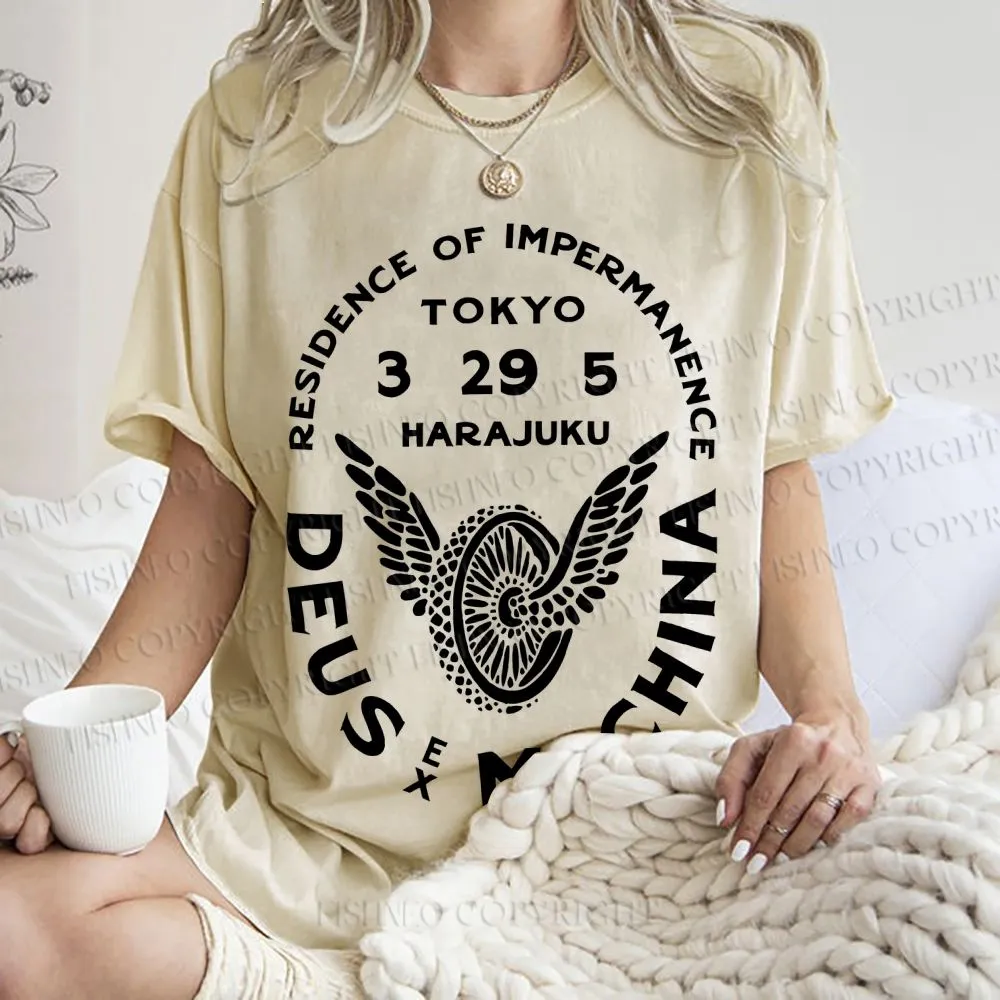 Unisex Deus Ex Machina Tokyo Japanese Style Printed Washed Tee