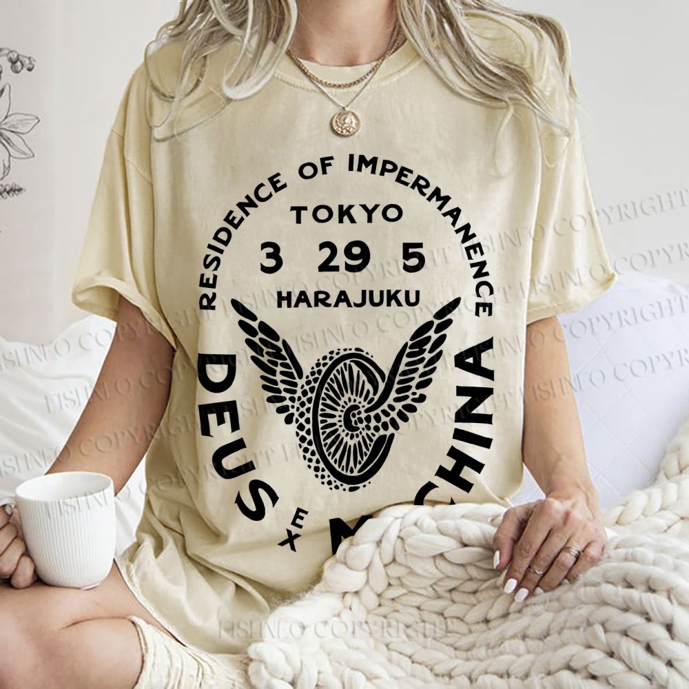 Unisex Deus Ex Machina Tokyo Japanese Style Printed Washed Tee