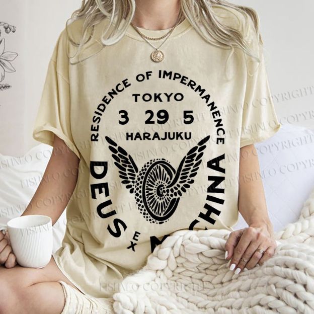 Unisex Deus Ex Machina Tokyo Japanese Style Printed Washed Tee